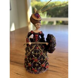 Victorian Style‎ Lady Ornament Embroidered Gown Parasol Holiday Decor